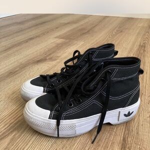 adidas Black and White High-Top Sneakers